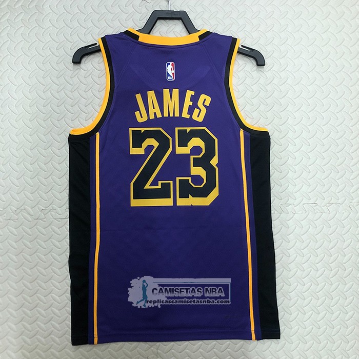 Camiseta Los Angeles Lakers LeBron James NO 23 Statement 2022-23 Violeta